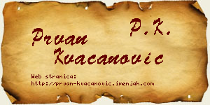 Prvan Kvačanović vizit kartica